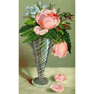 1880's Beautiful Victorian Embossed Roses Flowers Vase Long Life & Happiness!